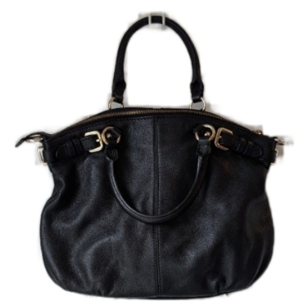 Danier Black Leather Shoulder Bag with Gold Hardware